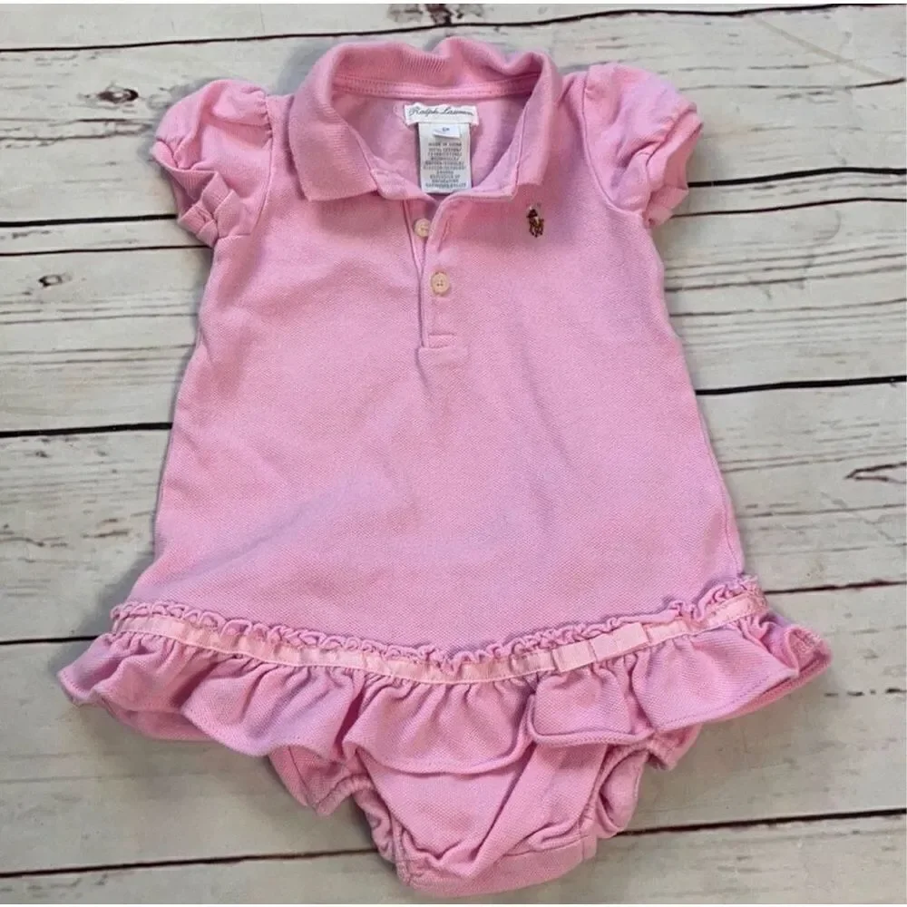 Ralph Lauren Pink Polo Dress & Bloomers Size 6 Months